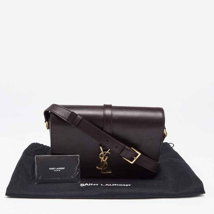 Pre Owned Saint Laurent Burgundy Leather Medium Monogram Universite Shoulder Bag