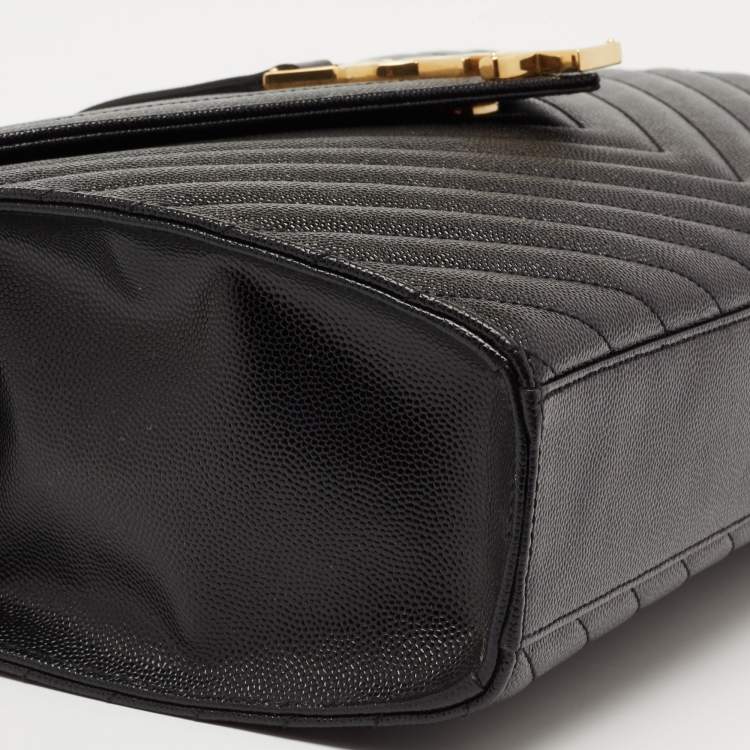 Pre Owned Saint Laurent Black Matelassé Leather Large Cassandre Flap Bag
