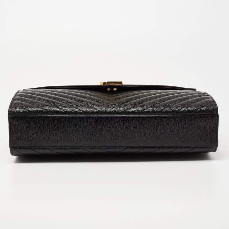 Pre Owned Saint Laurent Black Matelassé Leather Large Cassandre Flap Bag