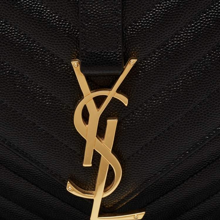 Pre Owned Saint Laurent Black Matelassé Leather Large Cassandre Flap Bag