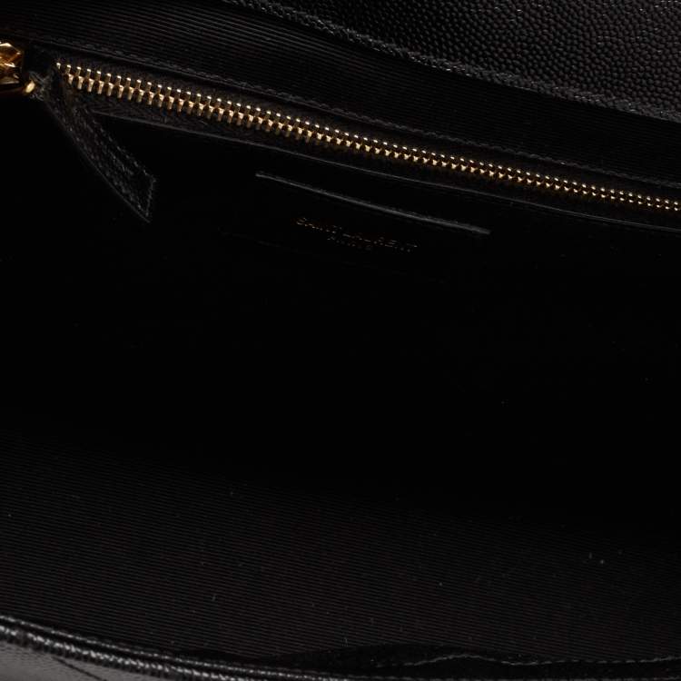 Pre Owned Saint Laurent Black Matelassé Leather Large Cassandre Flap Bag