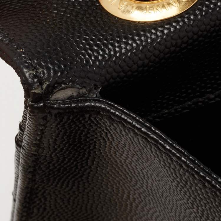 Pre Owned Saint Laurent Black Matelassé Leather Large Cassandre Flap Bag