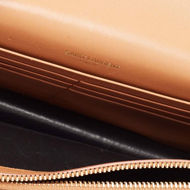 Pre Owned Saint Laurent Tan Leather Kate Tassel Wallet On Chain