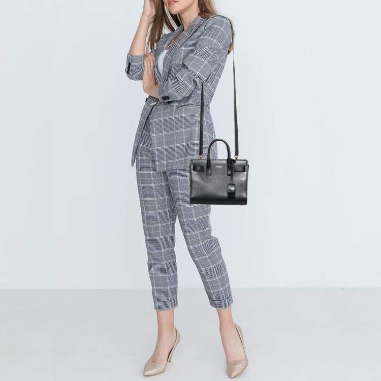 Pre Owned Saint Laurent Black Leather Nano Classic Sac De Jour Tote