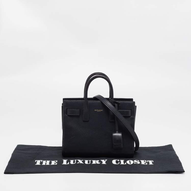 Pre Owned Saint Laurent Black Leather Nano Classic Sac De Jour Tote
