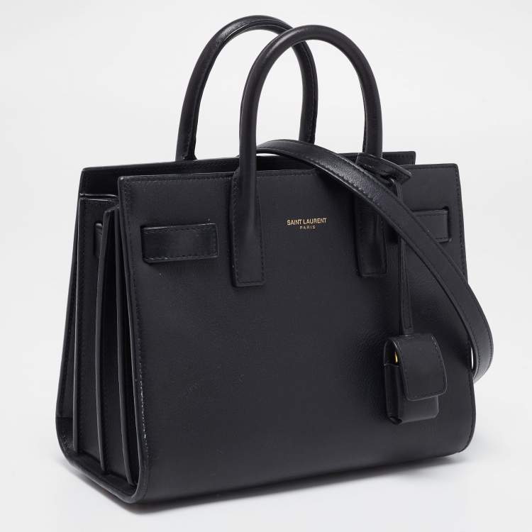 Pre Owned Saint Laurent Black Leather Nano Classic Sac De Jour Tote