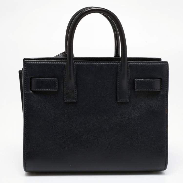 Pre Owned Saint Laurent Black Leather Nano Classic Sac De Jour Tote