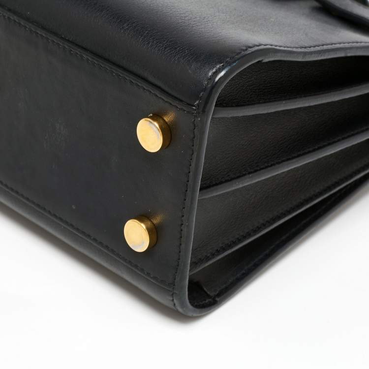 Pre Owned Saint Laurent Black Leather Nano Classic Sac De Jour Tote