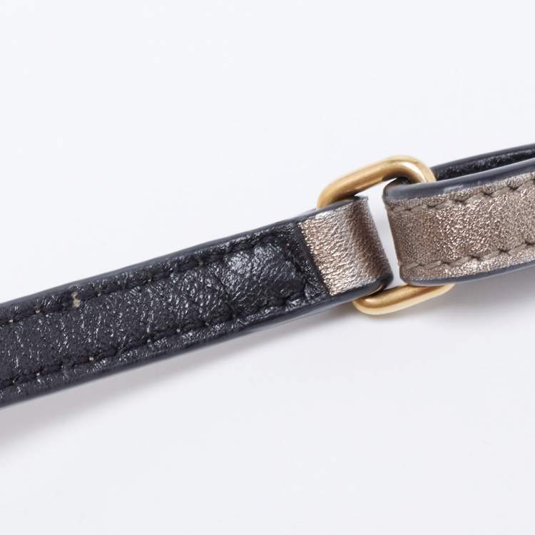 Pre Owned Saint Laurent Metallic Quilted Leather Toy Loulou Crossbody Bag