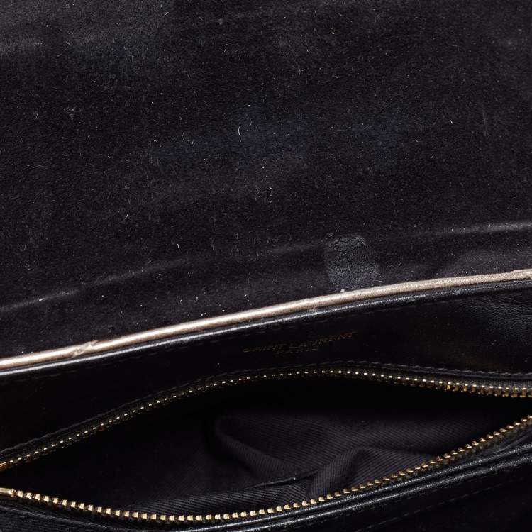 Pre Owned Saint Laurent Metallic Quilted Leather Toy Loulou Crossbody Bag