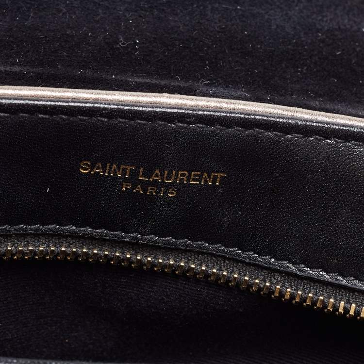 Pre Owned Saint Laurent Metallic Quilted Leather Toy Loulou Crossbody Bag