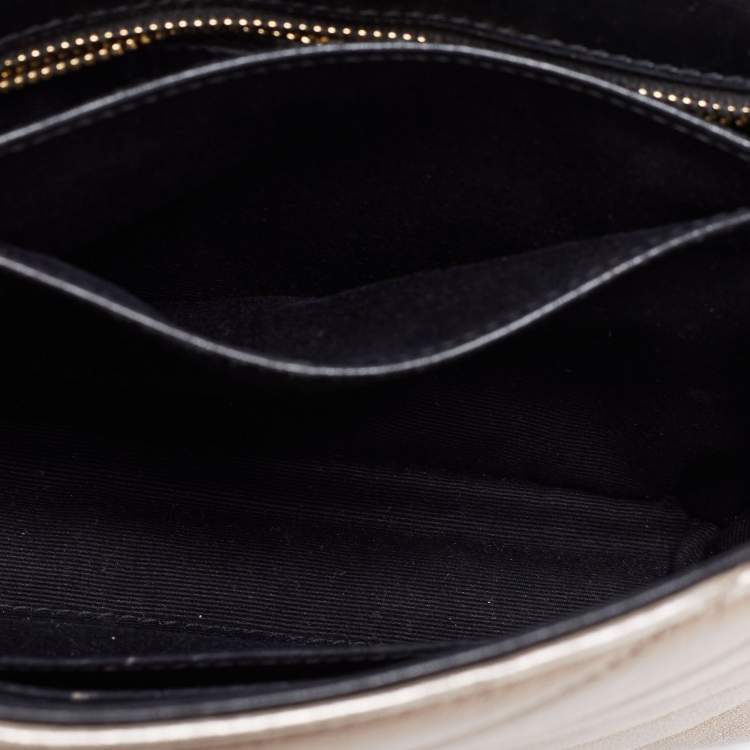 Pre Owned Saint Laurent Metallic Quilted Leather Toy Loulou Crossbody Bag