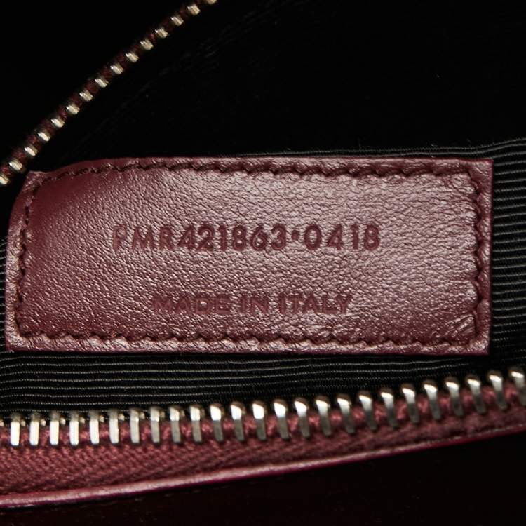 Pre Owned Saint Laurent Burgundy Croc Embossed Leather Baby Classic Sac De Jour Tote