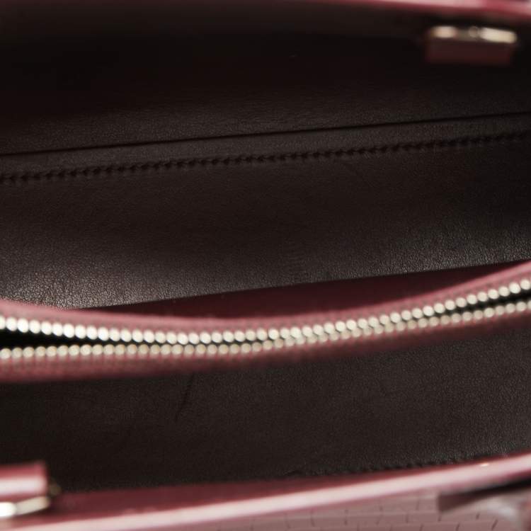 Pre Owned Saint Laurent Burgundy Croc Embossed Leather Baby Classic Sac De Jour Tote