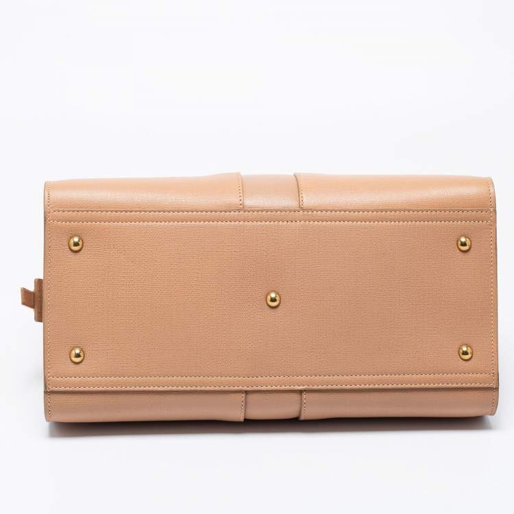 Pre Owned Yves Saint Laurent Nude Beige Leather Medium Cabas Chyc Tote