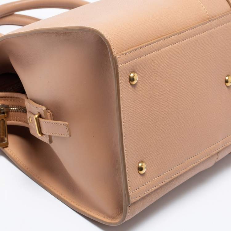 Pre Owned Yves Saint Laurent Nude Beige Leather Medium Cabas Chyc Tote
