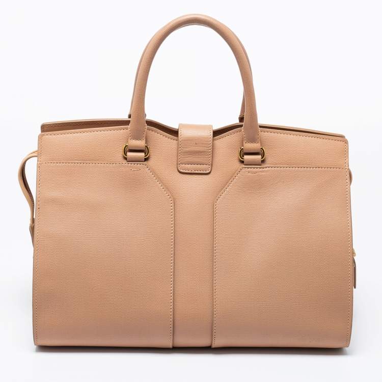 Pre Owned Yves Saint Laurent Nude Beige Leather Medium Cabas Chyc Tote