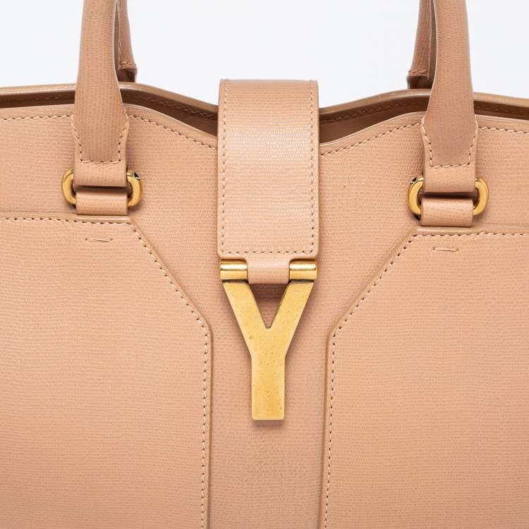 Pre Owned Yves Saint Laurent Nude Beige Leather Medium Cabas Chyc Tote
