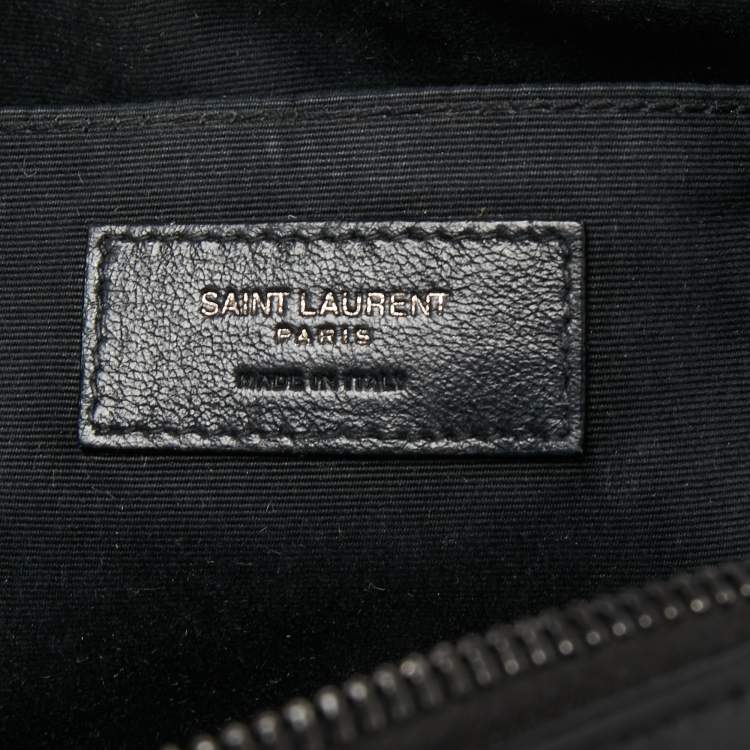 Pre Owned Saint Laurent Black Matelassé Leather Monogram Lou Camera Crossbody Bag