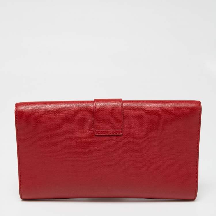 Pre Owned Saint Laurent Red Leather Y-Ligne Clutch