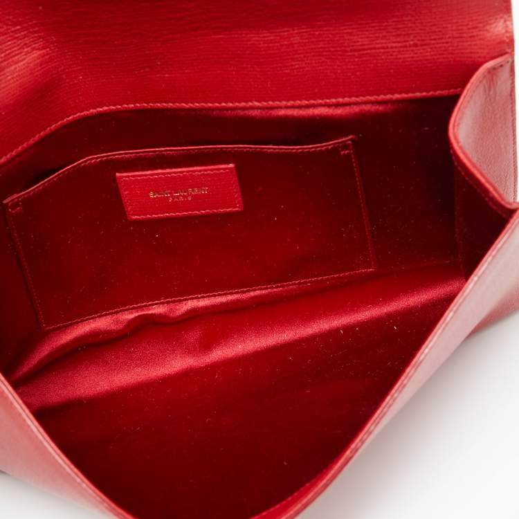 Pre Owned Saint Laurent Red Leather Y-Ligne Clutch