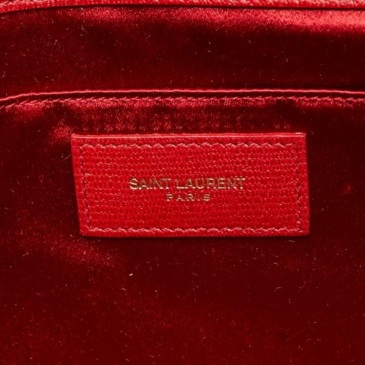 Pre Owned Saint Laurent Red Leather Y-Ligne Clutch