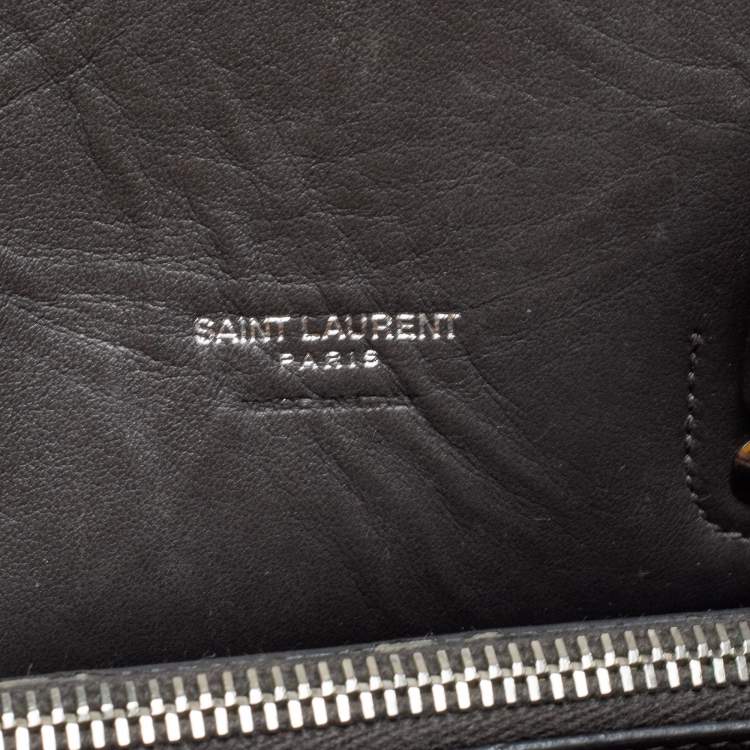Pre Owned Saint Laurent Dark Grey Leather Baby Classic Sac De Jour Tote