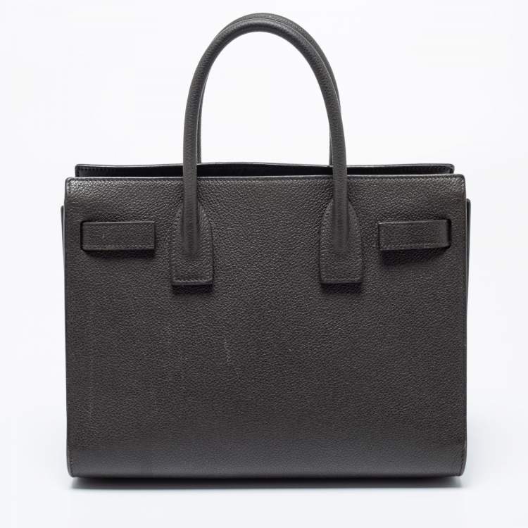 Pre Owned Saint Laurent Dark Grey Leather Baby Classic Sac De Jour Tote