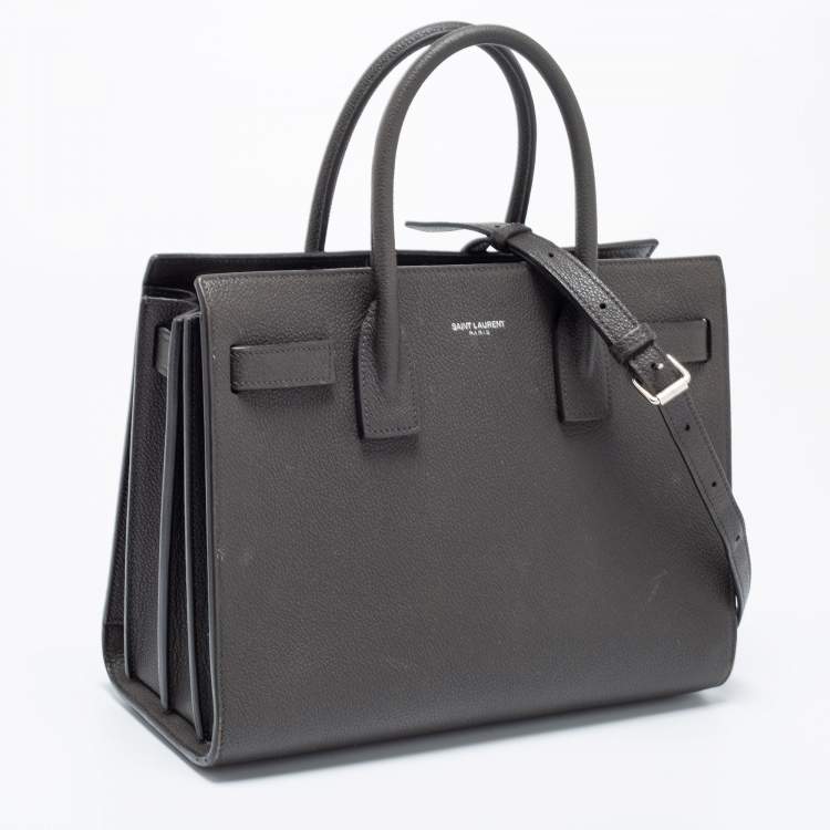 Pre Owned Saint Laurent Dark Grey Leather Baby Classic Sac De Jour Tote