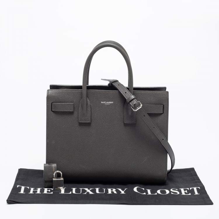 Pre Owned Saint Laurent Dark Grey Leather Baby Classic Sac De Jour Tote