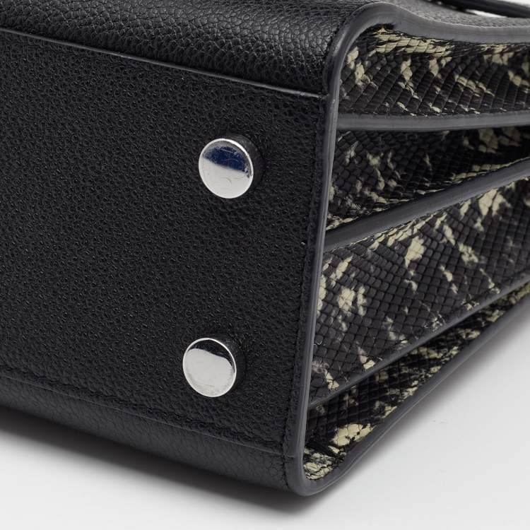Pre Owned Saint Laurent Black/Beige Python Embossed and Leather Nano Classic Sac De Jour Tote
