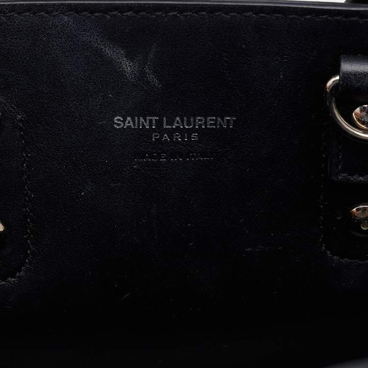 Pre Owned Saint Laurent Black/Beige Python Embossed and Leather Nano Classic Sac De Jour Tote