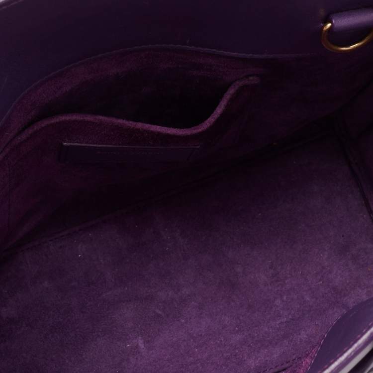 Pre Owned Saint Laurent Purple Leather Small Classic Sac De Jour Tote