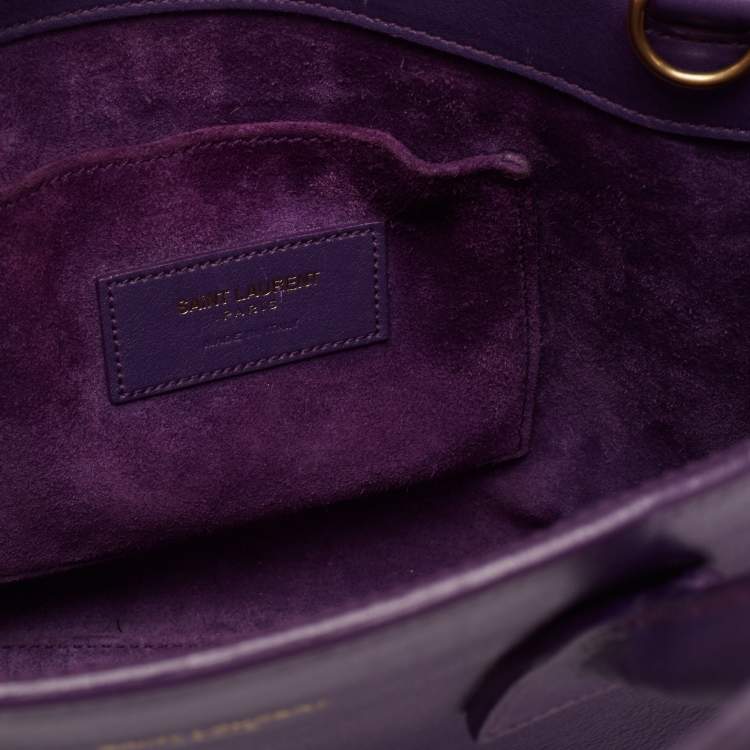 Pre Owned Saint Laurent Purple Leather Small Classic Sac De Jour Tote