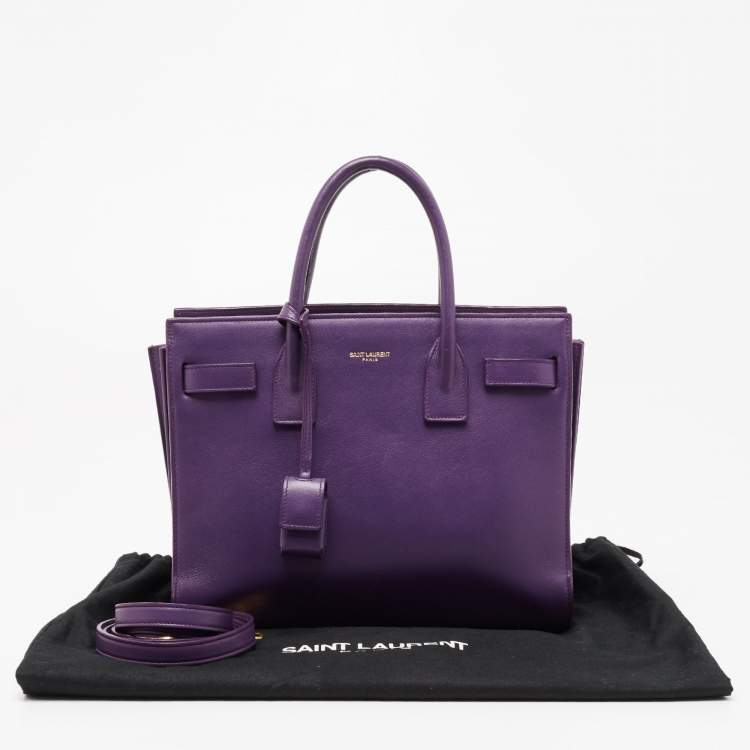 Pre Owned Saint Laurent Purple Leather Small Classic Sac De Jour Tote