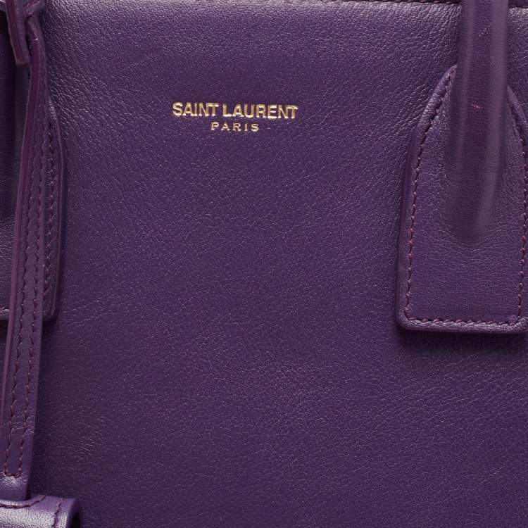 Pre Owned Saint Laurent Purple Leather Small Classic Sac De Jour Tote