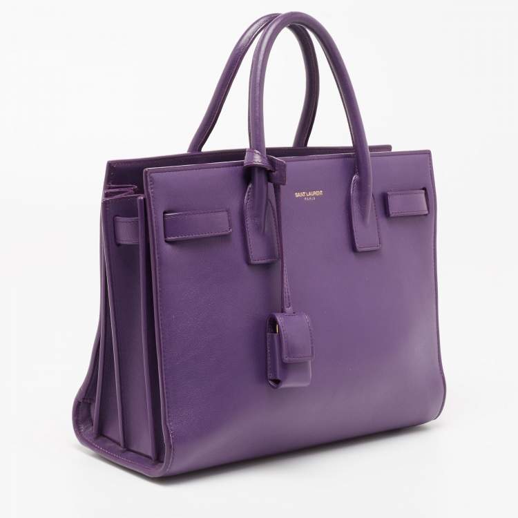 Pre Owned Saint Laurent Purple Leather Small Classic Sac De Jour Tote