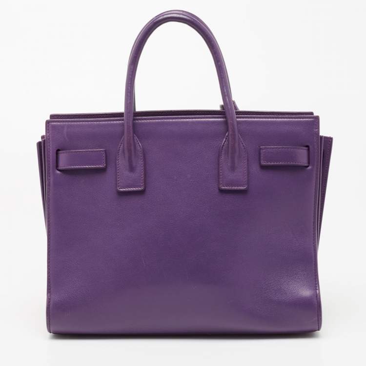 Pre Owned Saint Laurent Purple Leather Small Classic Sac De Jour Tote