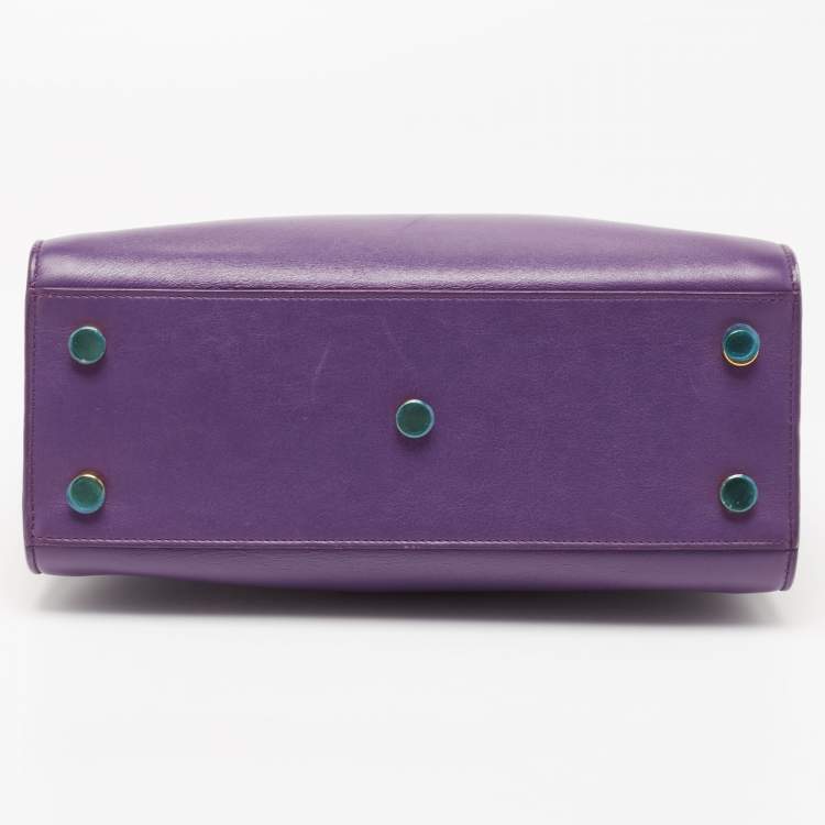 Pre Owned Saint Laurent Purple Leather Small Classic Sac De Jour Tote