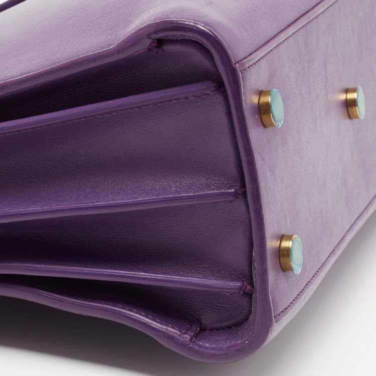 Pre Owned Saint Laurent Purple Leather Small Classic Sac De Jour Tote