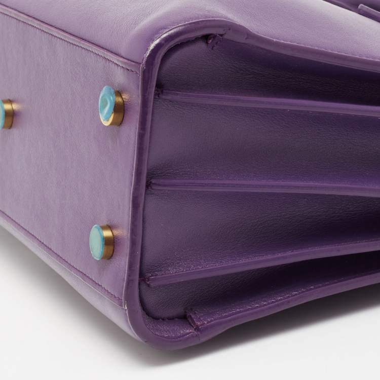 Pre Owned Saint Laurent Purple Leather Small Classic Sac De Jour Tote