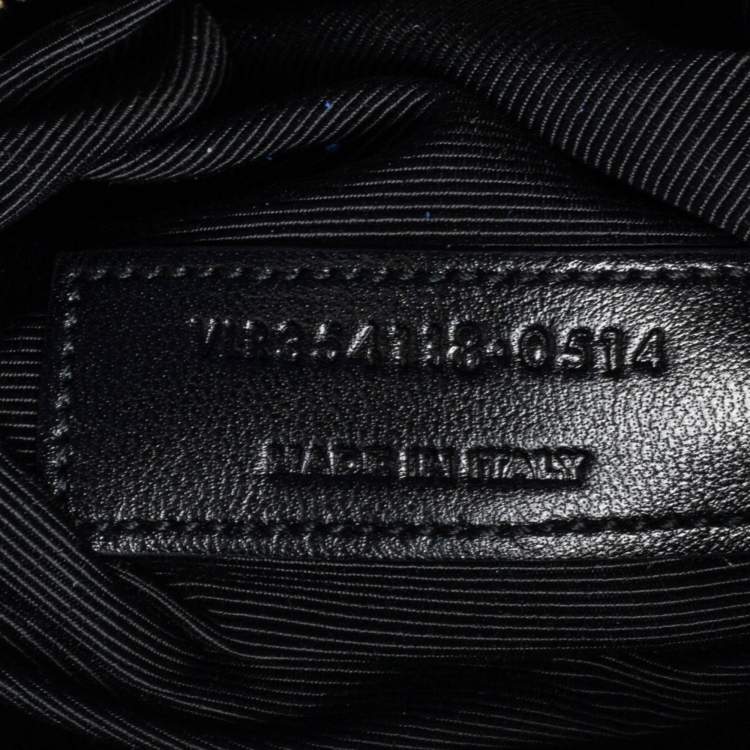 Pre Owned Saint Laurent Blue Chevron Quilted Leather Monogram Envelope Shoulder Bag