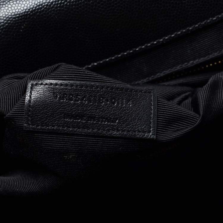 Pre Owned Saint Laurent Black Chevron Quilted Leather Monogram Envelope Shoulder Bag