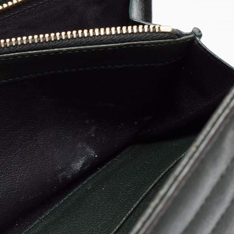 Dark beige Cassandre envelope chevron-leather wallet