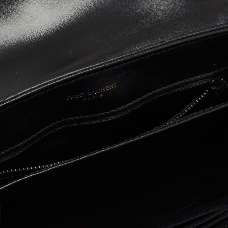 Pre Owned Saint Laurent Black Matelassé Leather Toy Loulou Crossbody Bag