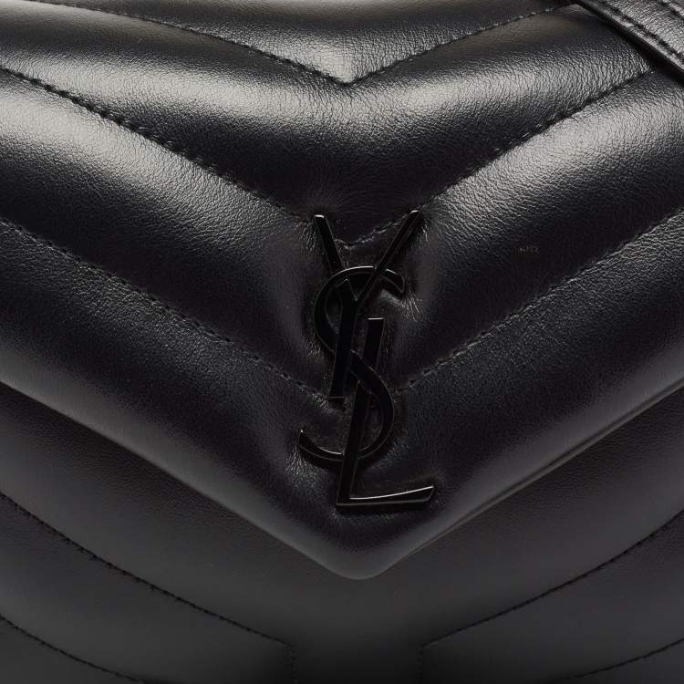 Pre Owned Saint Laurent Black Matelassé Leather Toy Loulou Crossbody Bag