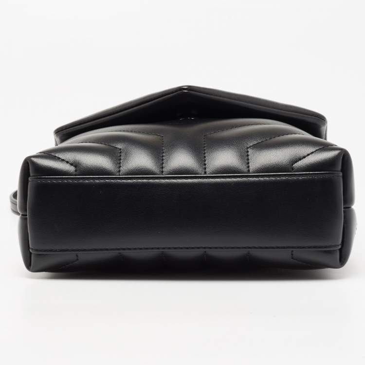 Pre Owned Saint Laurent Black Matelassé Leather Toy Loulou Crossbody Bag