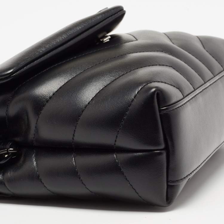 Pre Owned Saint Laurent Black Matelassé Leather Toy Loulou Crossbody Bag