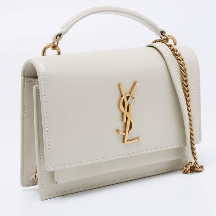 Pre Owned Saint Laurent Off White Leather Sunset Chain Bag