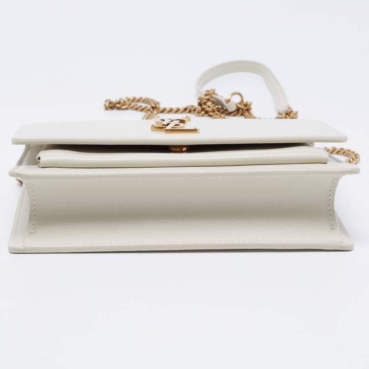 Pre Owned Saint Laurent Off White Leather Sunset Chain Bag